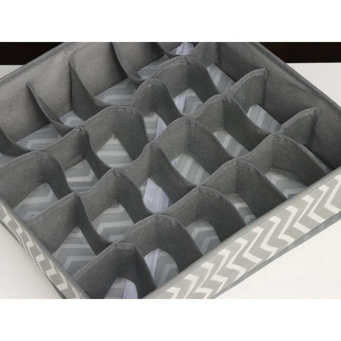 Органайзер для хранения белья «Симетро», 24 отделения, 32×32×10 см, цвет серый - фотография № 3