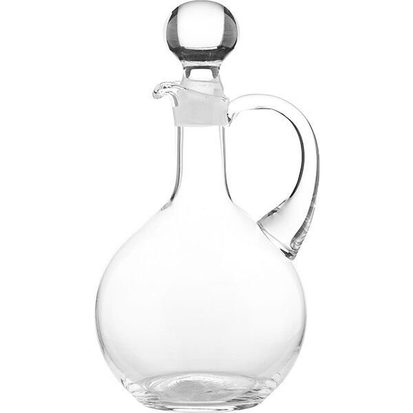 фото Графин с ручкой; стекло; объем: 1 литр; диаметр=12.6, высота=24.3 см.; прозрачный