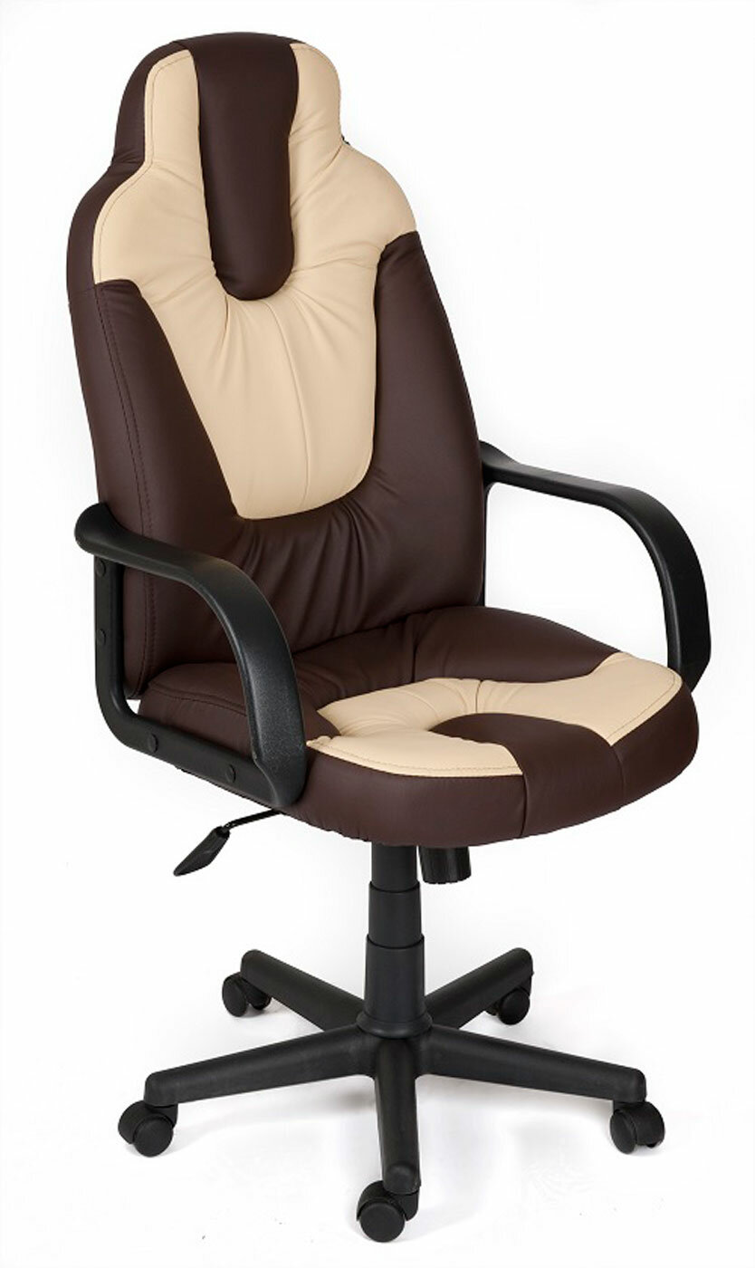 Кресло руководителя NEO1 кож-зам, коричневый-бежевый, 36-36-36-34