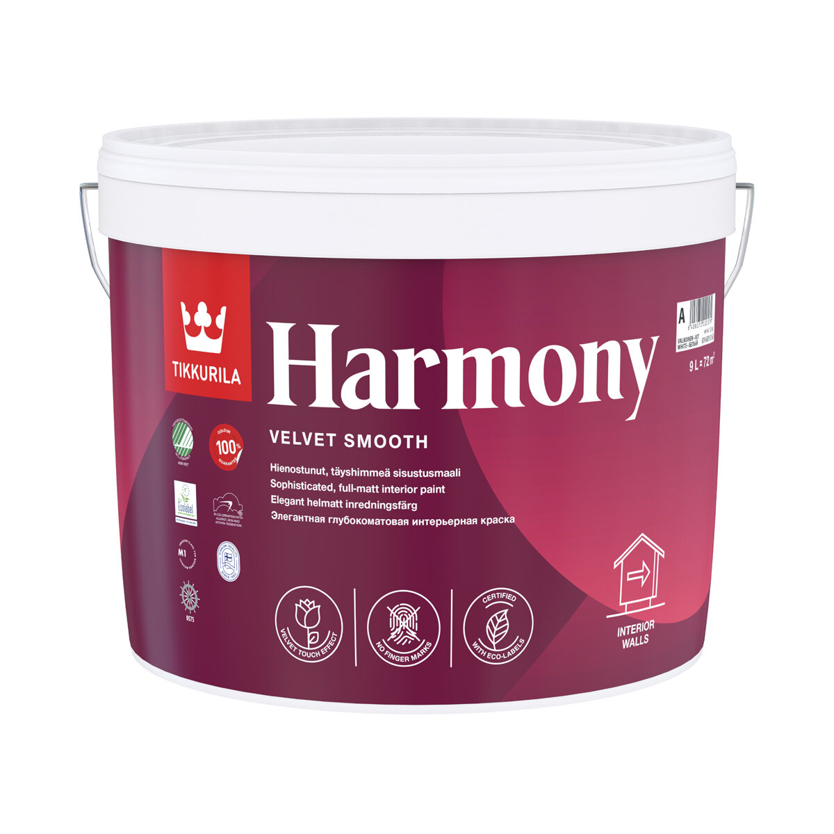 Краска акрилатная матовая Harmony (Гармония) TIKKURILA 9л бесцветный (база С)