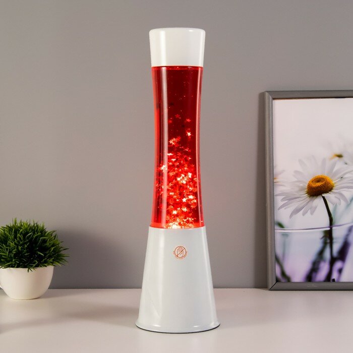 фото Светильник "Цилиндр" Е14 белая, лава, блёстки 40х11х11 см RISALUX