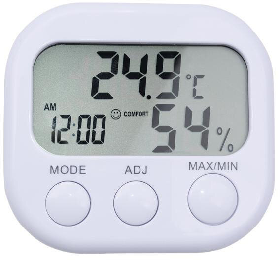 Часы цифровые настольные с измерением температуры и влажности техметр ТА-668 (Белый)