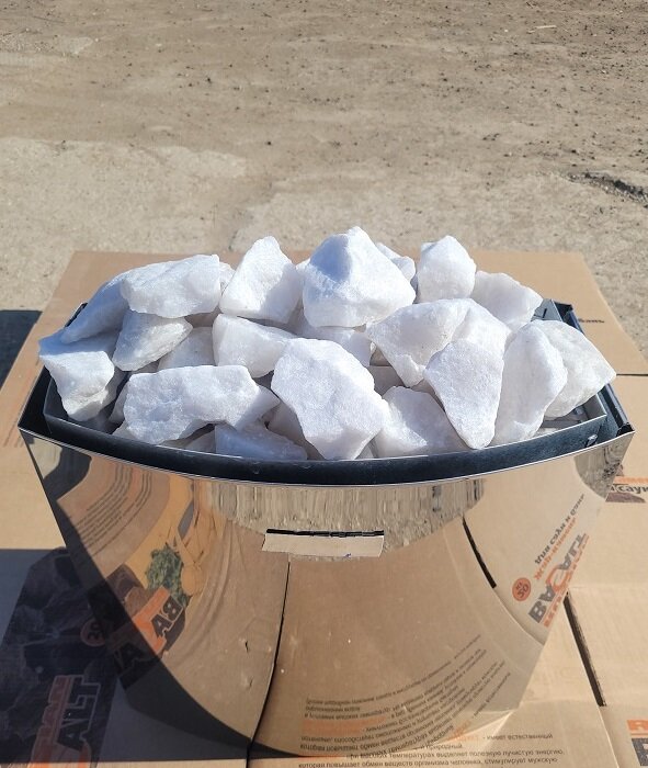Кварц белый колотый камни для бани и сауны (фракция 4-8 см) упаковка 5 кг