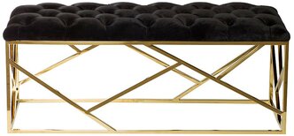 Garda Decor GY-BEN7835GOLD-BL Банкетка велюр черный/золото 110*42*46см Garda Decor