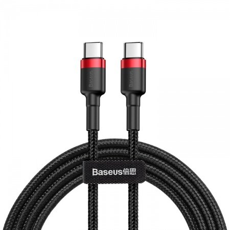 Кабель USB-C BASEUS Cafule, Type-C - Type-C, 3A, 2 м, красный+черный