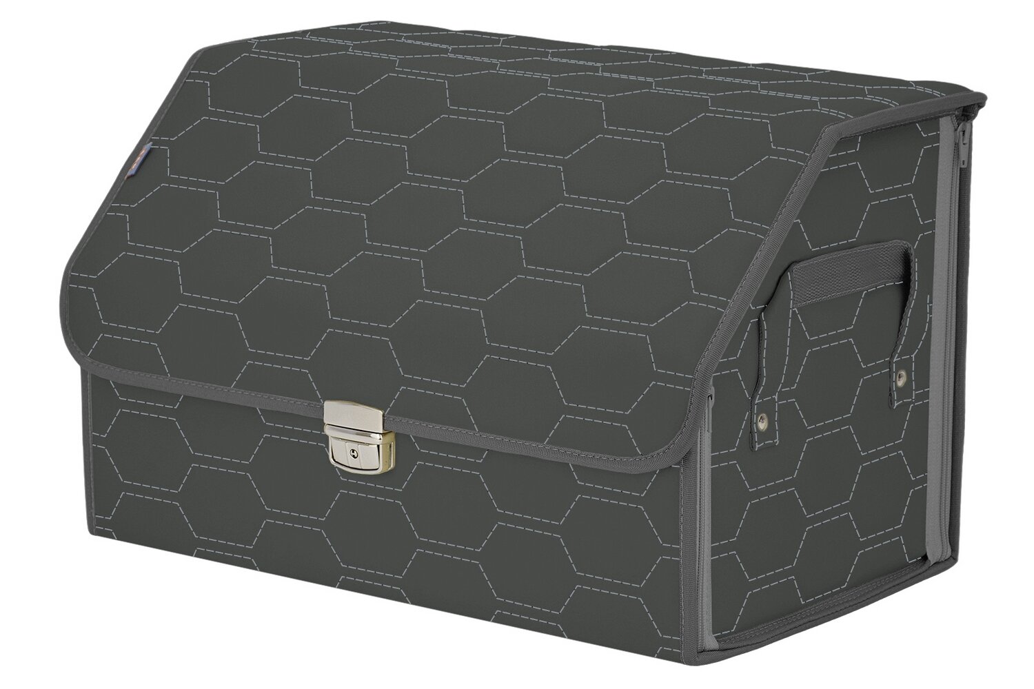 Органайзер-саквояж в багажник "Союз Премиум" (размер L). Цвет: серый с серой прострочкой Соты.