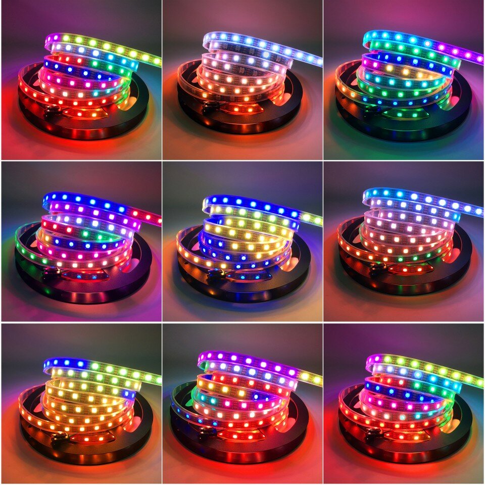 Лента WS 2812 IC, Премиум, 5В, цвет: RGB (чип встроен в каждый диод), IP67 - Цвет свечения:RGB - фотография № 4