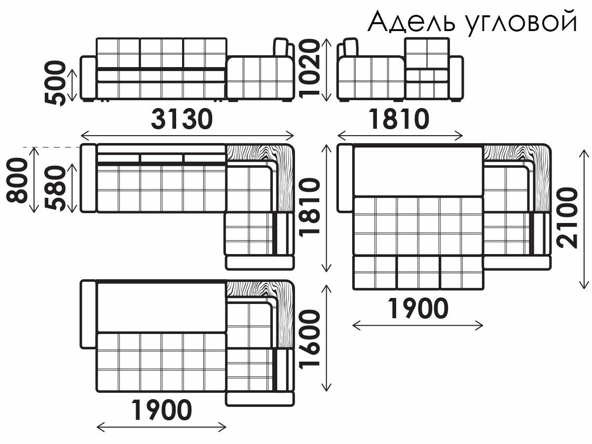 Диван угловой "Адель" с накладками Velutto 32 - фотография № 2