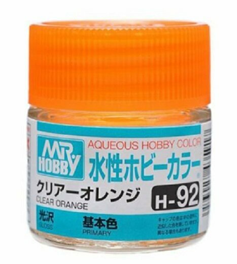 MR.HOBBY Краска акриловая на водной основе прозрачная глянцевая H 92 Прозрачный Оранжевый (Clear Orange gloss), 10мл