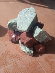 Микс Яшма/Жадеит колотые (размер 4-8 см) камни для печи бани и сауны упаковка 10 кг