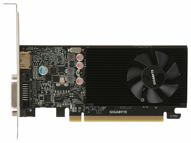 Видеокарта GIGABYTE Видеокарта GIGABYTE GeForce GT 1030 Low Profile 2G GV-N1030D5-2GL (GeForce GT 1030, 2ГБ DDR5, DVI, HDMI) (PCI-E) (ret)