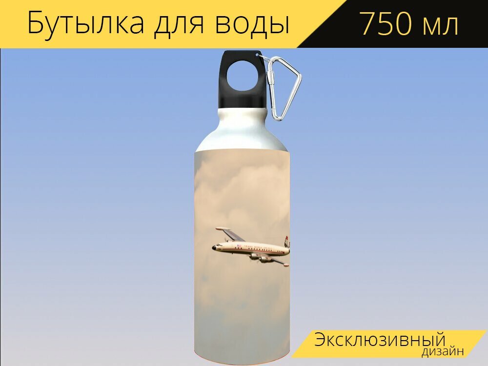 Бутылка фляга для воды "Моделирование, модель полета, хобби" 750 мл. с карабином и принтом