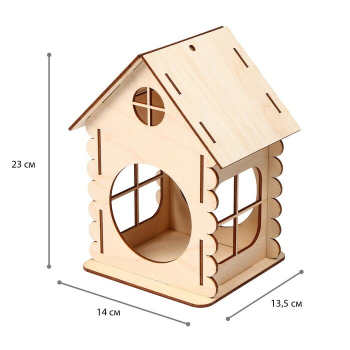 Кормушка для птиц "Изба бревенчатая", 20 x 17 x 16 см./В упаковке шт: 1 - фотография № 2