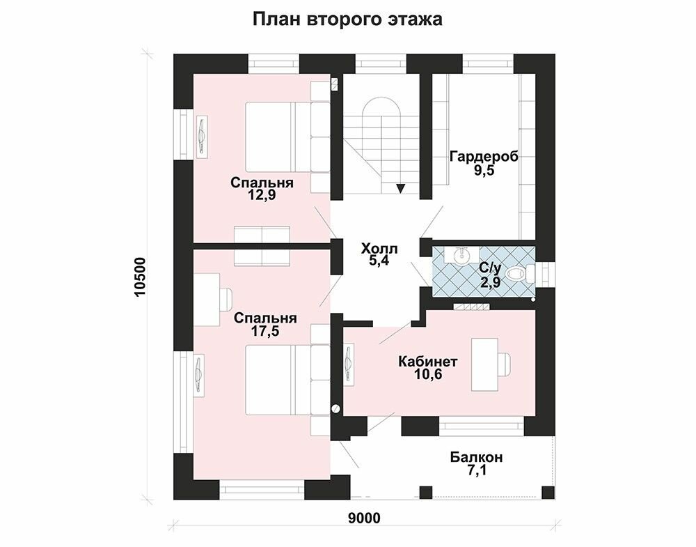 (126м2, 10х8м) Готовый проект двухэтажного дома из газобетона с чердаком и балконом - AS-2559 - фотография № 4