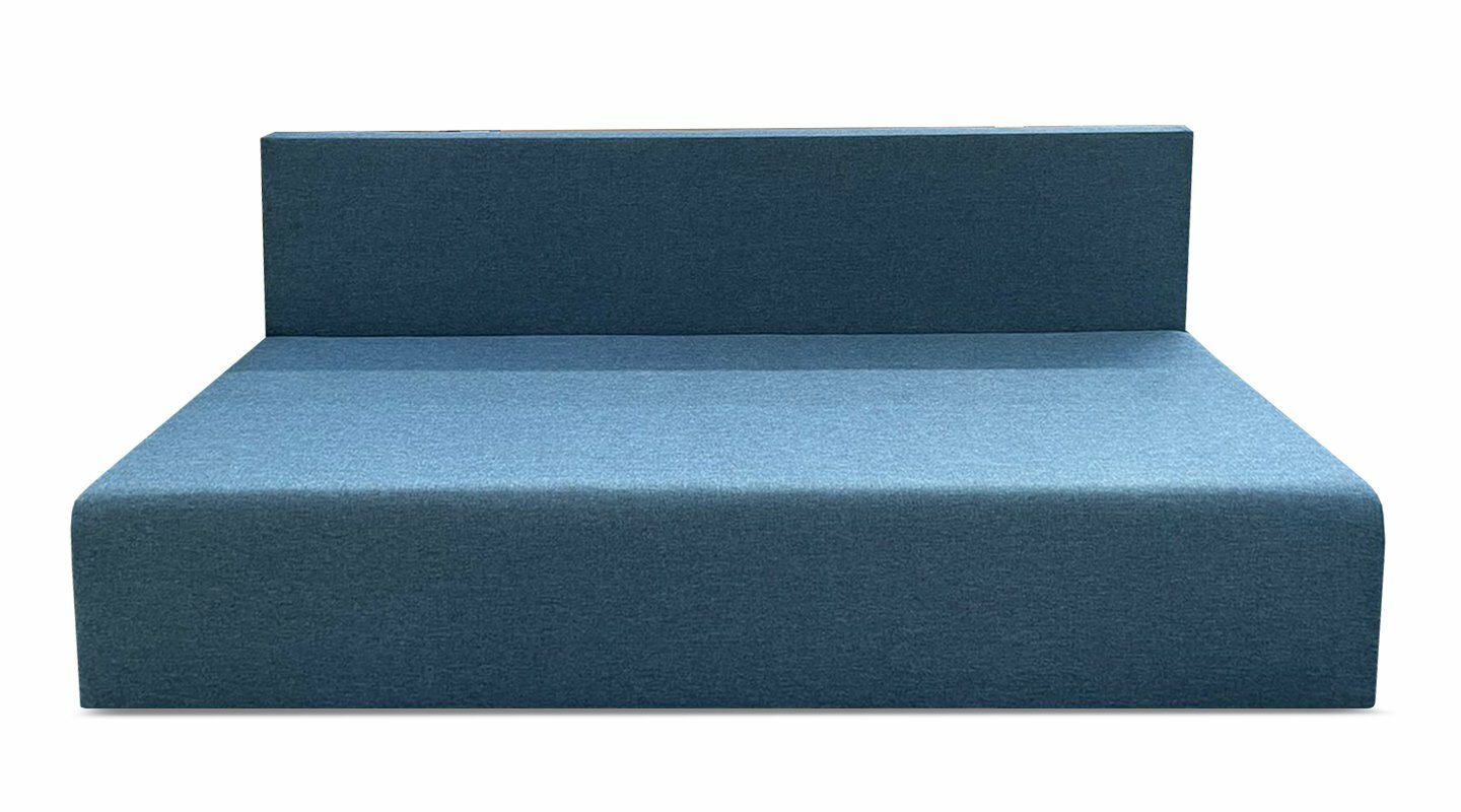 Прямой раскладной диван “Каир” 187х87х85 см, механизм еврокнижка, синий рогожка - фотография № 8