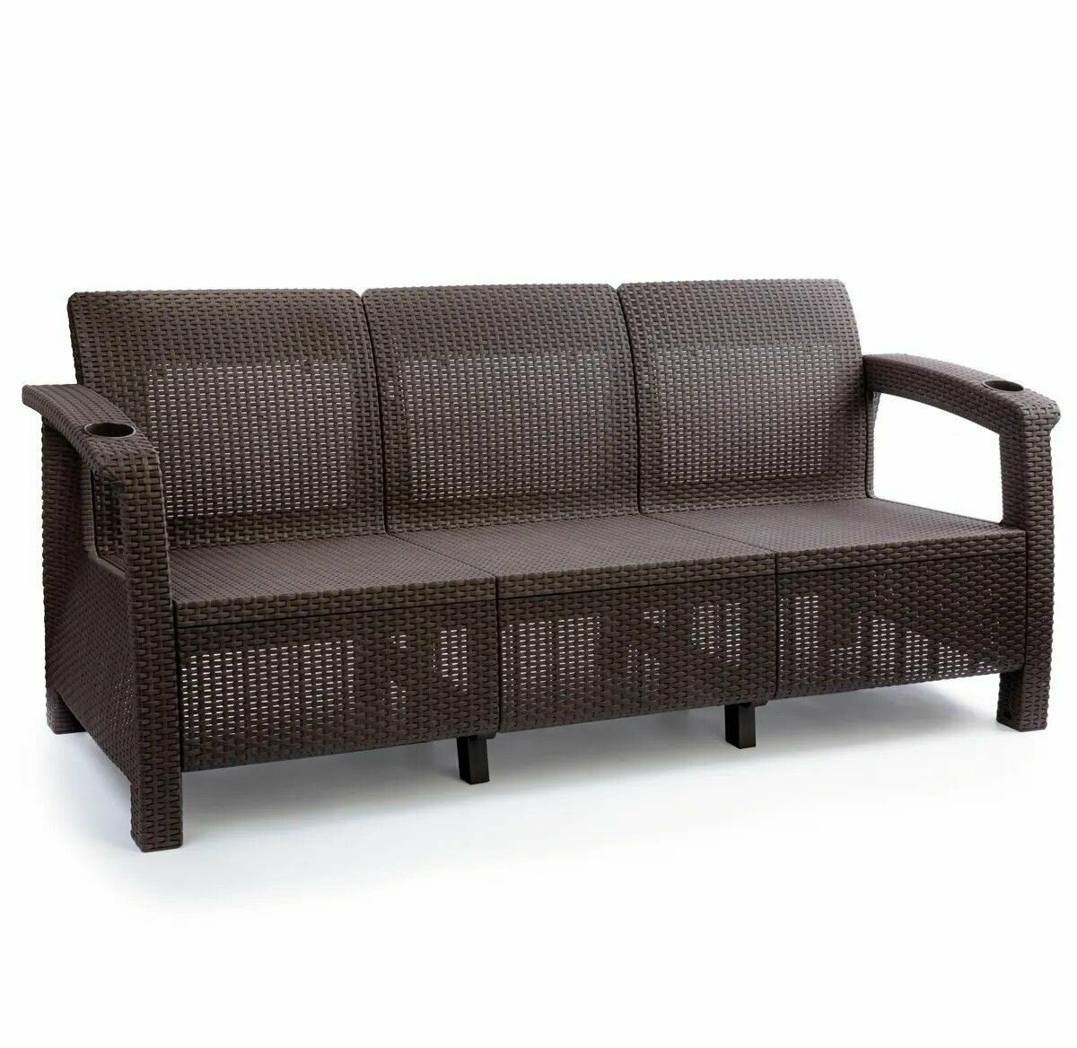 Комплект мебели YALTA BIG FAMILY SOFA 8 SET (Ялта) темно коричневый (коричневые подушки) из пластика под искусственный ротанг - фотография № 11