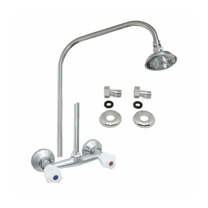 фото Смеситель для душа двуручный со стационарной трубкой Стандарт ЦС-СМ 293/1 Пл. Бел маховик Центр Сантехники (Подольск) СМ508002