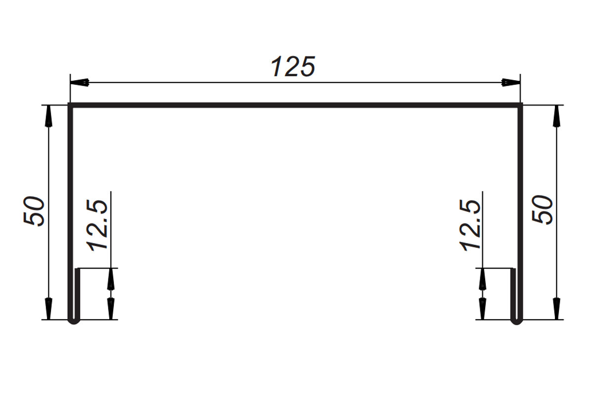 Парапетная крышка на забор 1,25 м (125х 50 мм / 1/2 кирпича ) парапет прямой металлический Цинк 5 штук - фотография № 2