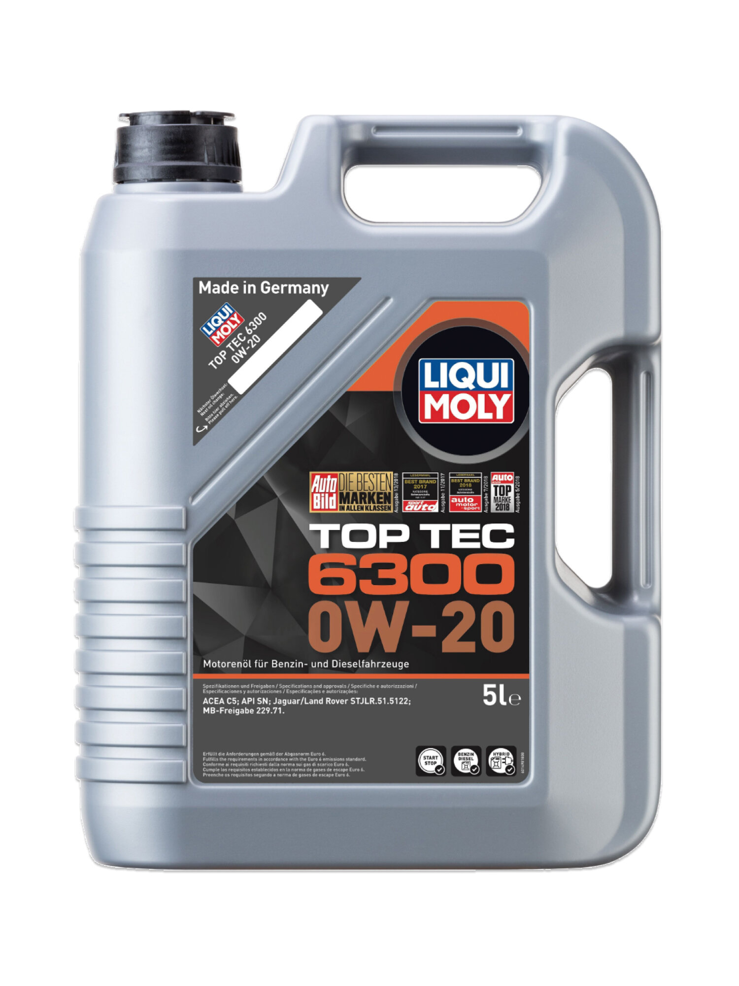 Полусинтетическое моторное масло LIQUI MOLY Top Tec 6300 0W-20, 5 л (21217) Германия