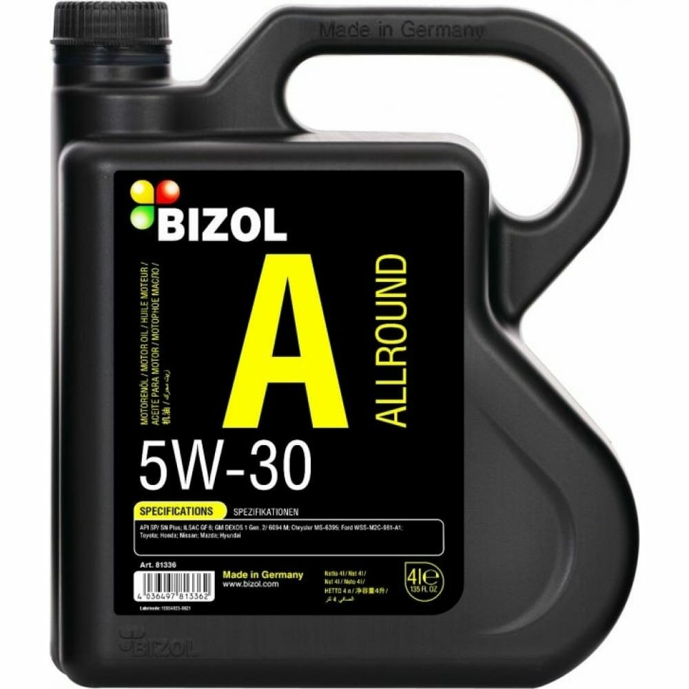 BIZOL НС-синт. мот.масло Allround 5W-30 SP/SN Plus GF-6A (4л) 81336