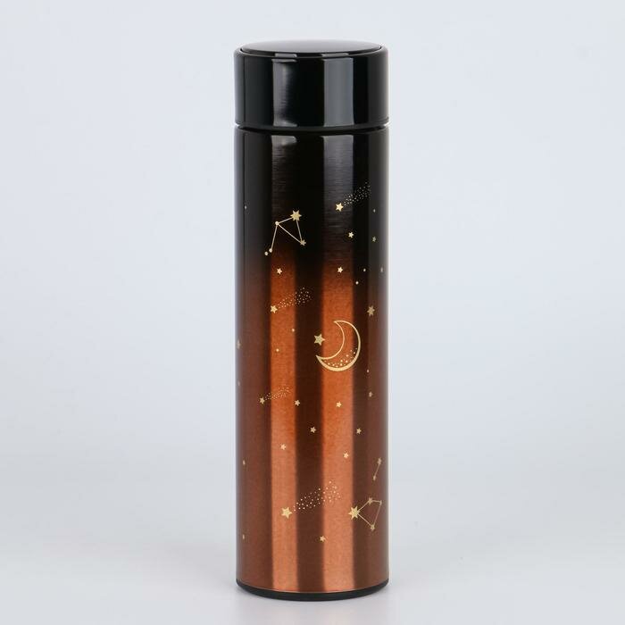 Термос, серия: Basic, "Созвездие" 500 мл, сохраняет тепло 10 ч, с термометром, бронзовый - фотография № 1
