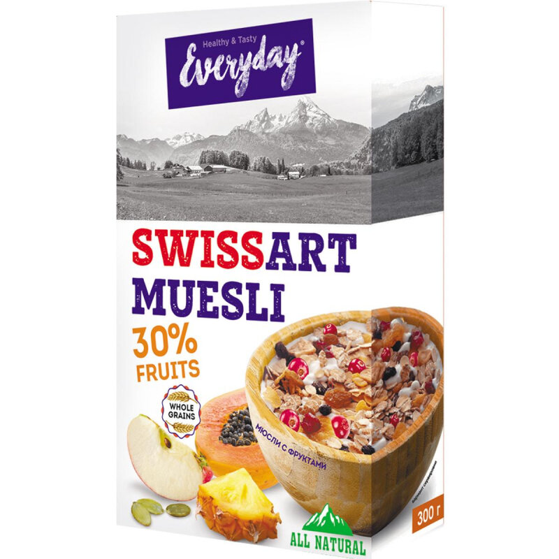 Мюсли Everyday Swiss art muesli с фруктами, 300г