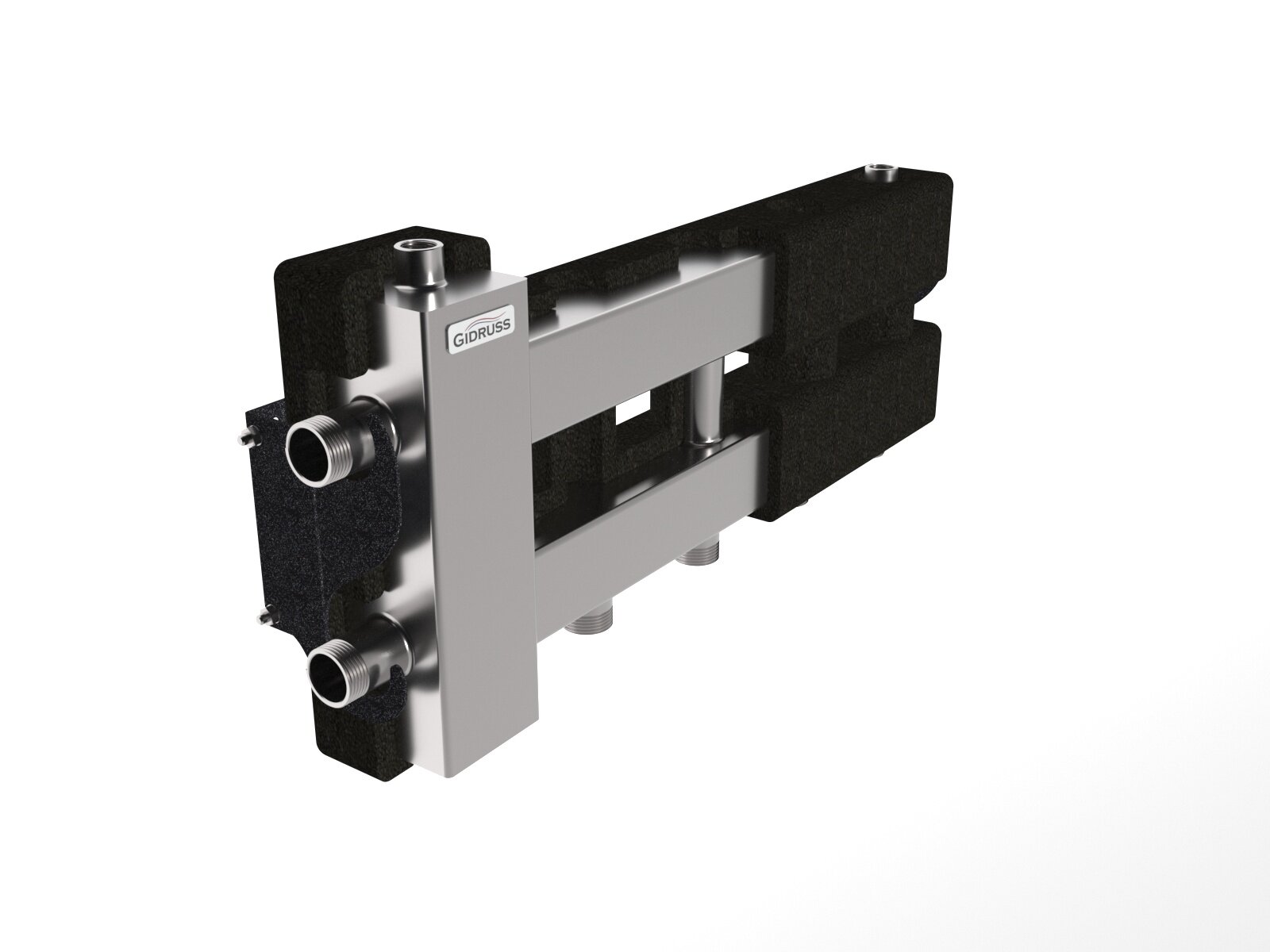 Коллектор с гидрострелкой BMSS-60-3D.EPP (до 60 кВт, вх. G 1″, 2+1 контура G 1″, 4D-кронштейны K.UMS, EPP-термоизоляция)