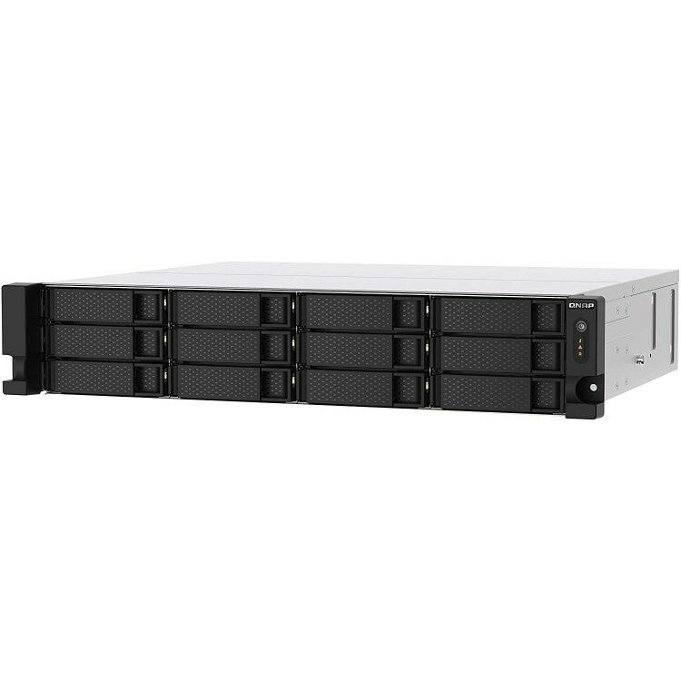 Qnap TS-1273AU-RP-8G Сетевой RAID-накопитель, 12 отсеков 3,5" 2,5", 2 порта 2,5 GbE BASE-T, стоечное исполнение, 2 блока питания. AMD Ryzen V1500B 2,2 ГГц, 8 ГБ DDR4.