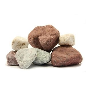 Камни для бани обвалованные микс премиум: Жадеит, Кварц, Яшма (срок службы 6,2,4 года, ведро, 15 кг)
