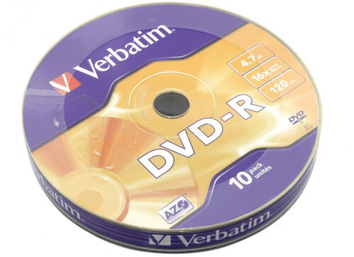 Диск Verbatim DVD-R 4.7Gb 16x bulk (10шт) (43729)