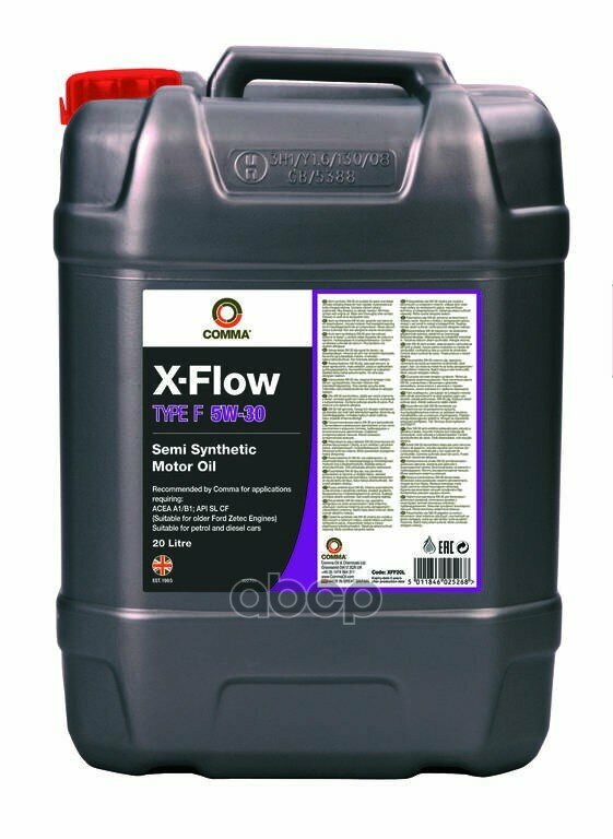 COMMA Comma 5W30 X-Flow Type F (20L)_ ! Acea A5/B5, Api Sl/Cf, Ford Wss-M2c913-A()