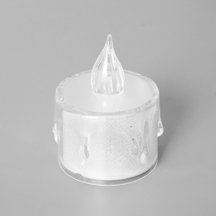 Ночник "Морозная свеча" LED 3000К от батареек AG13 белый 3,5х3,5х5см - фотография № 4