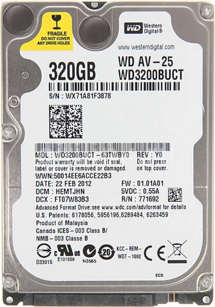   Western Digital WD3200BUCT 320Gb SATAII 2,5" HDD