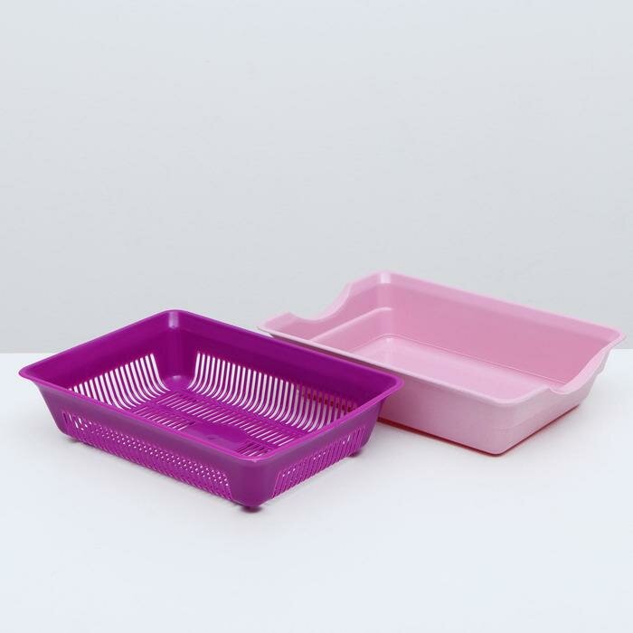 Туалет глубокий с сеткой 36 х 25 х 9 см, розовый/пурпурный - фотография № 5