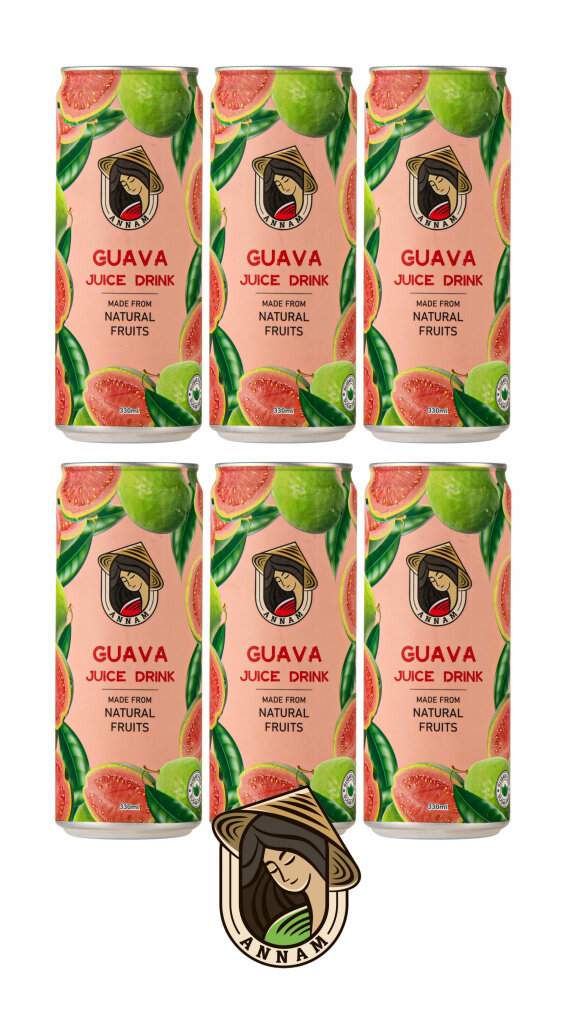 Напиток сокосодержащий Annam Guava ( Аннам Гуава), без сахара, жестяная банка 0,33 литра (330 мл.) - 6 штук