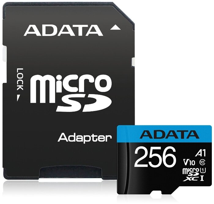 ADATA Карта памяти 256ГБ ADATA AUSDX256GUICL10A1-RA1 microSD XC UHS-I Class10 + адаптер (ret)