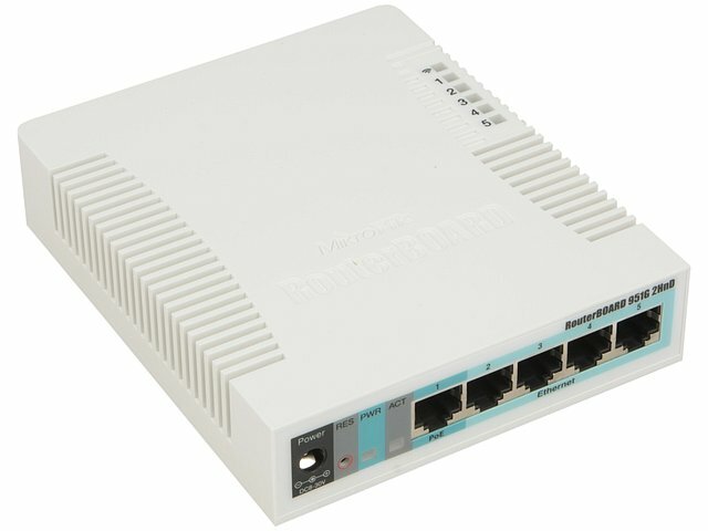 Беспроводной маршрутизатор MikroTik Беспроводной маршрутизатор MikroTik RB951G-2HnD WiFi + 4 порт LAN 1Гбит/сек. + 1 порт LAN/WAN 1Гбит/сек. + 1 порт USB2.0 (ret)