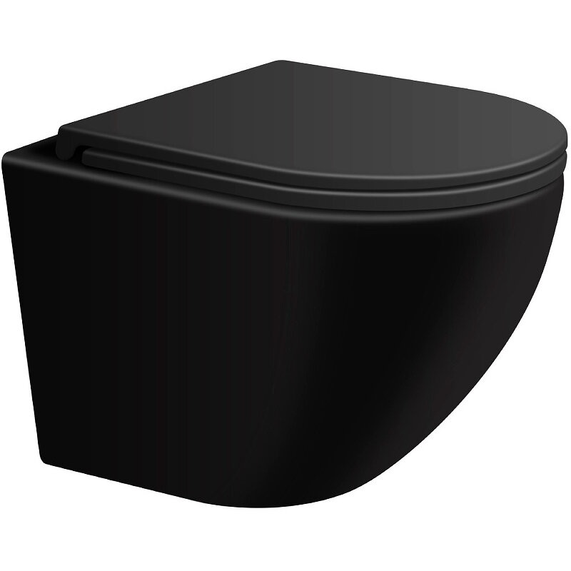 Унитаз подвесной безободковый SinteSi EVI черный матовый с крышкой-сиденьем дюропласт микролифт