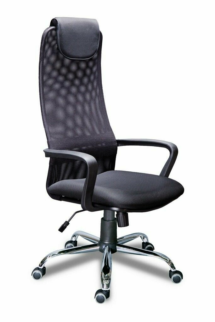 Компьютерное офисное кресло Мирэй Групп МГ-28 PL хром, Сетка, Черное - фотография № 1
