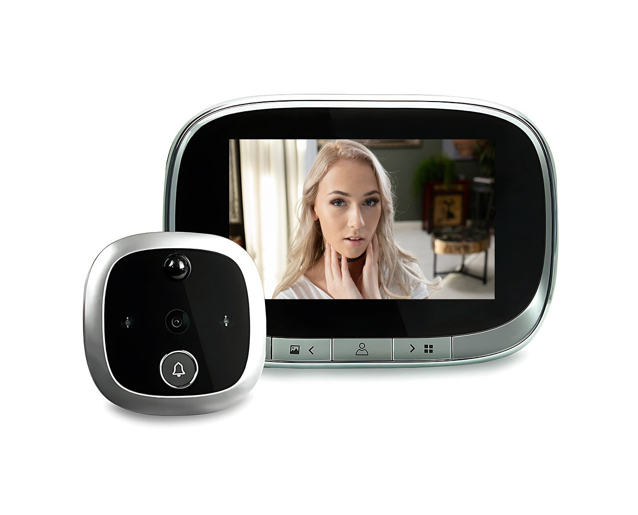 Видеоглазок с монитором IХОУМ-S55 (1mp-HD) (E1897EU) с цветным экраном 43. Запись на SD карту по датчику движения. Большой широкоугольный объектив.