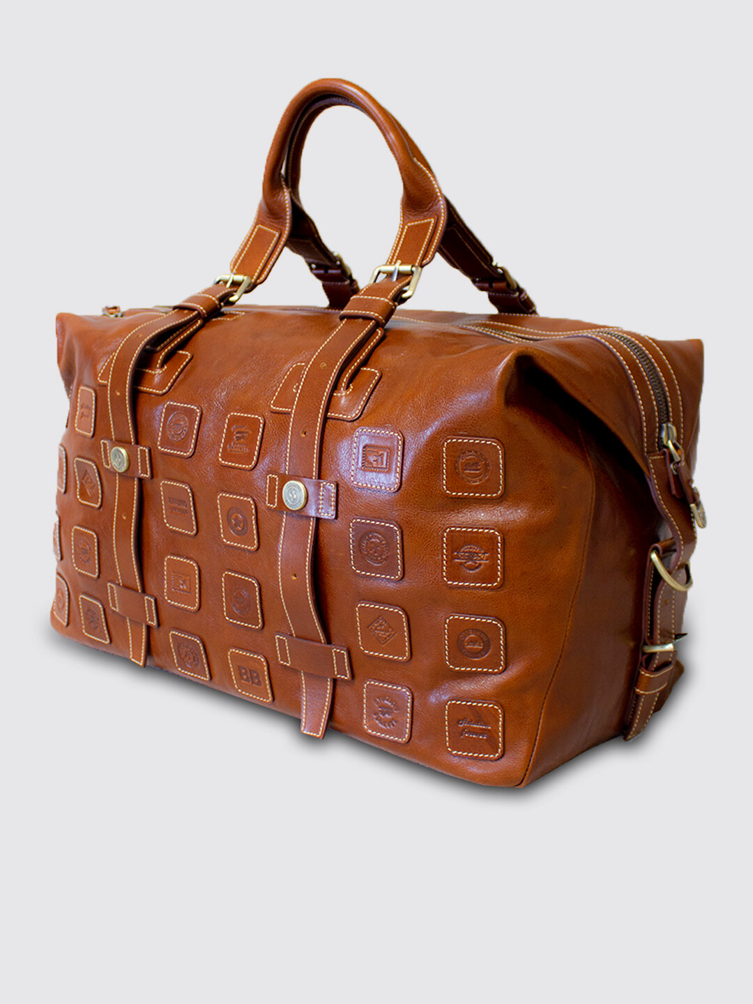 Дорожная спортивная сумка из натуральной кожи Bruno Bartello, D-0009, светло коричневая, клатч борсетка в комплекте - фотография № 2