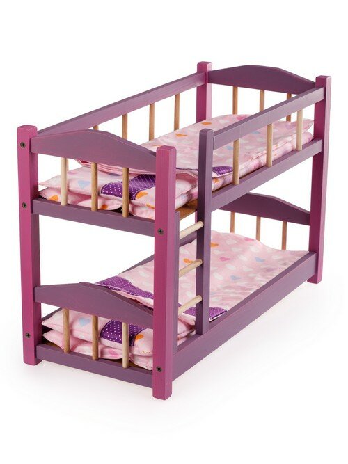 Кроватка для кукол Тутси 2-х ярусная (фиолетовый, дерево), 48x22x32 см 1-206-2021