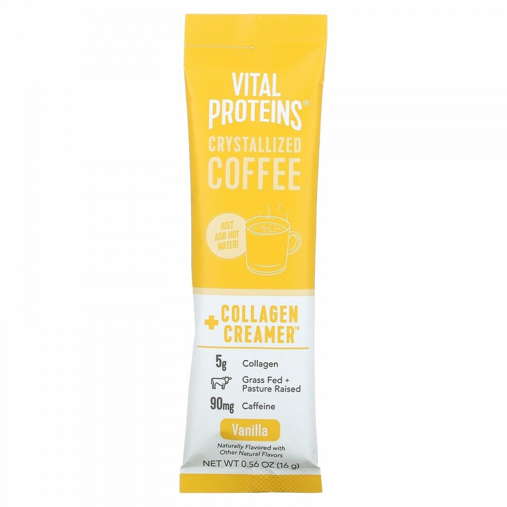 Vital Proteins, Кристаллизованный кофе + коллагеновые сливки, ваниль, 7 пакетиков по 16 г (0,56 унции) - фотография № 4