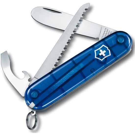 Нож складной VICTORINOX My First , 84 мм, 9 функций, полупрозрачный синий