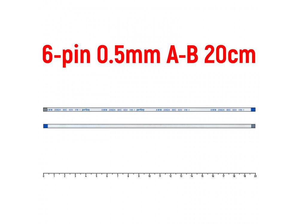 Шлейф тачпада для ноутбука Sony SVF15 SVF152 Серии FFC 6-pin Шаг 0.5mm Длина 20cm Обратный A-B AWM 20624 80C 60V VW-1