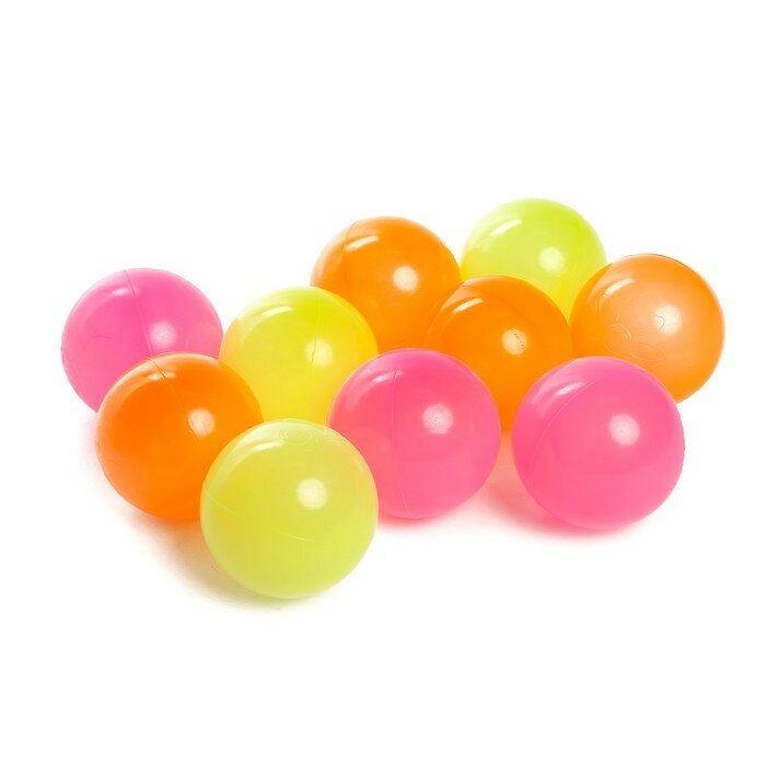 Шарики для сухого бассейна с рисунком «Флуоресцентные», диаметр шара 7,5 см, набор 30 штук, цвет оранжевый, розовый, лимонный - фотография № 1