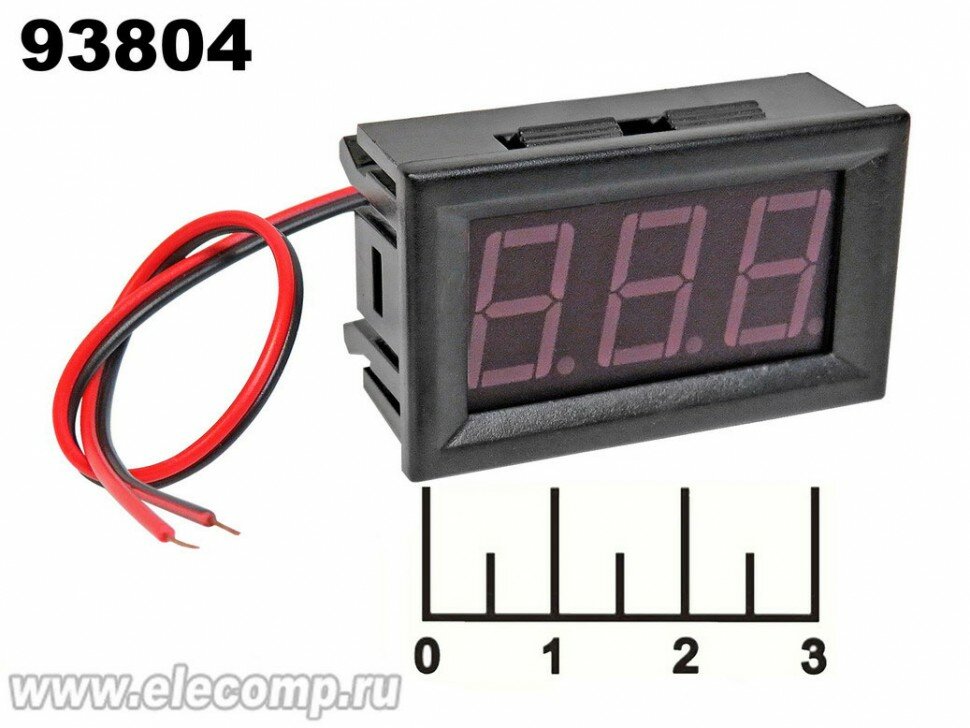 Радиоконструктор вольтметр 0-30V DC светодиодный зеленый 0.56" 2pin