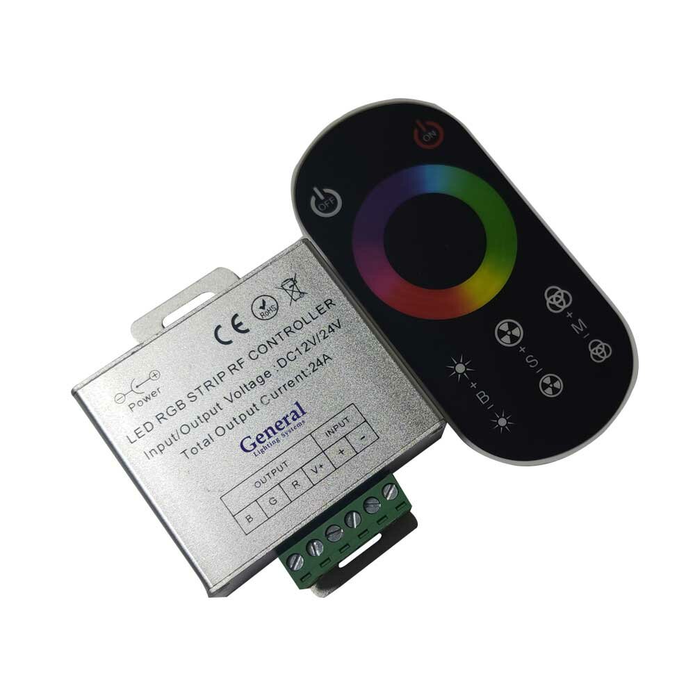 RGB Контроллер Экола с пультом Touch RGB+RF (пульт овальный Черный) 24A 12-24V 1шт