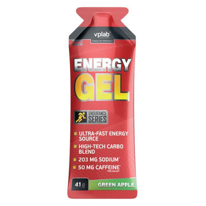 Vplab Energy gel+caffeine Гель энергетический зеленое яблоко, 41 г