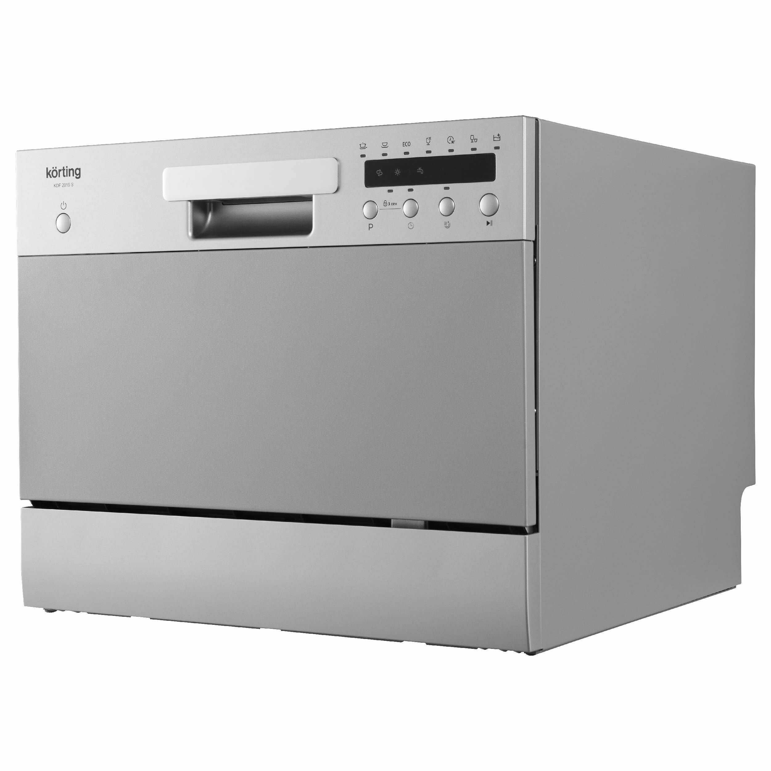 Компактная посудомоечная машина KORTING KDF 2015 S, 7 программ мойки, камера на 6 комплектов, защиты от протечек AquaControl, таймер, функция 3 в 1